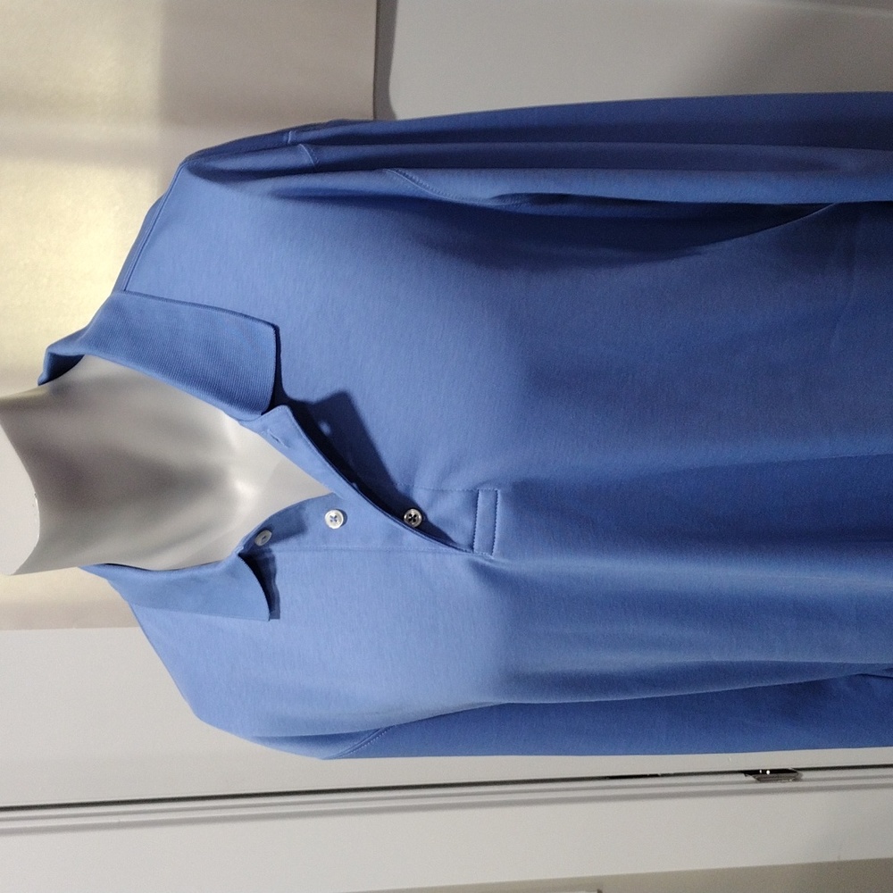 Lands End mens NEW light blue cotton long sleeve polo. NWOT. Large